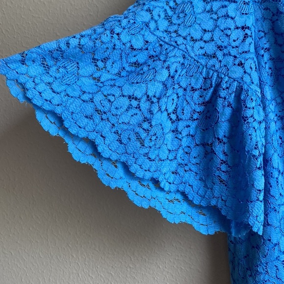 Banana Republic Short Mini Collared Lace Blue Dress with Pockets size L Petite - Picture 7 of 8